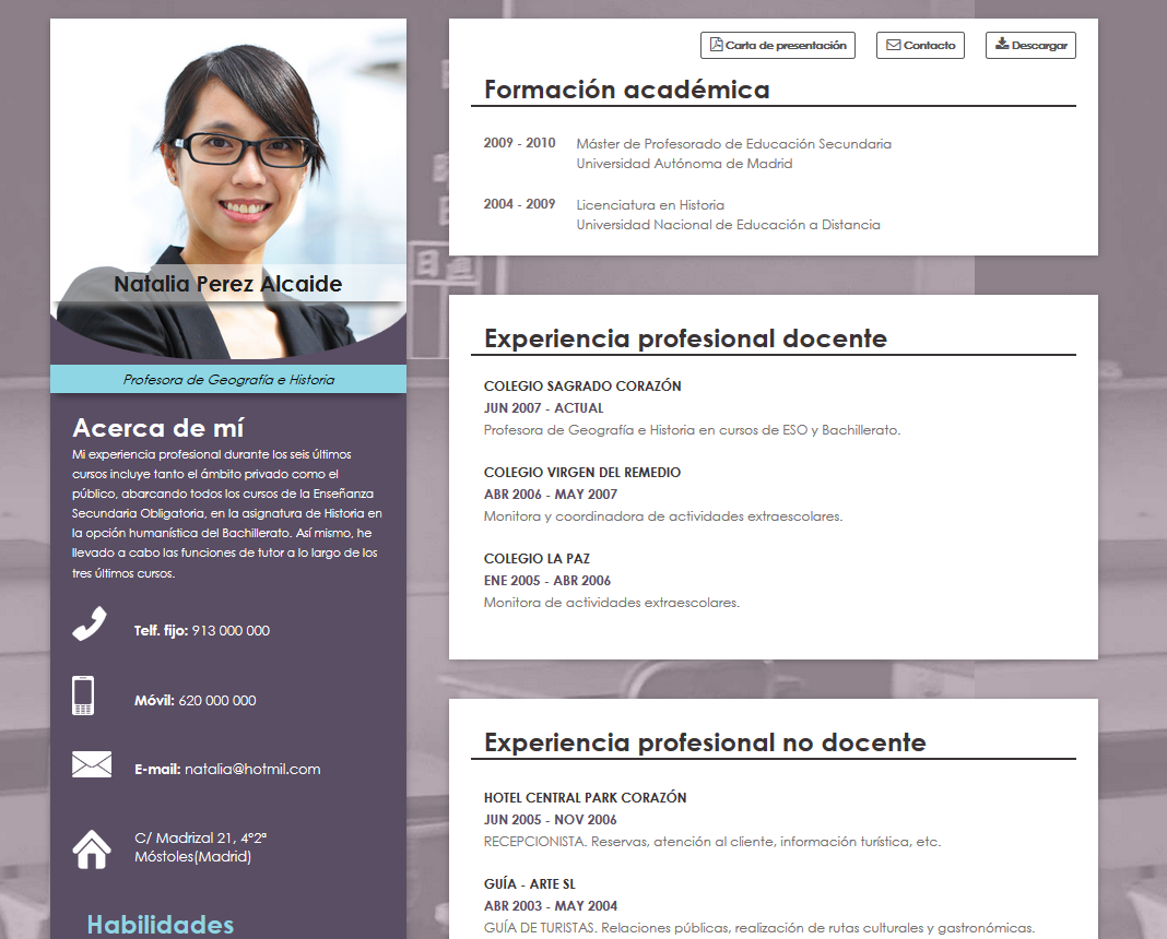 Elaboracion Cv Online De Profesores Plantillas De Curriculum Online