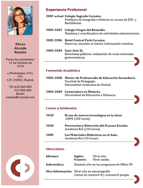 Curriculum vitae sections image