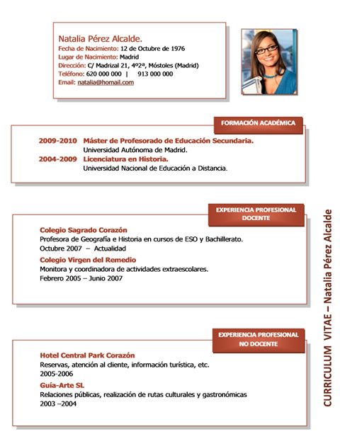 curriculum vitae para docentes de secundaria