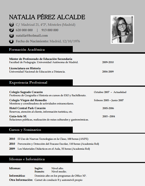 Curriculum Vitae Plantilla Para Rellenar