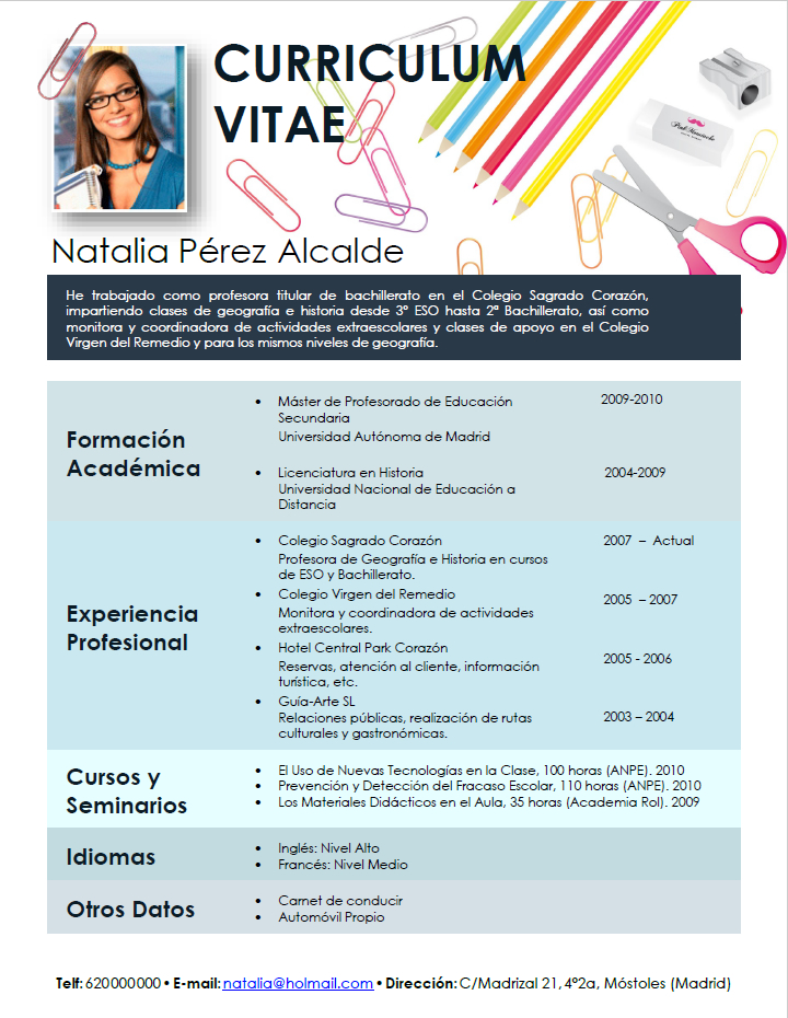 pickingupmymat: 21 Elegant Curriculum Vitae Profesor Chile